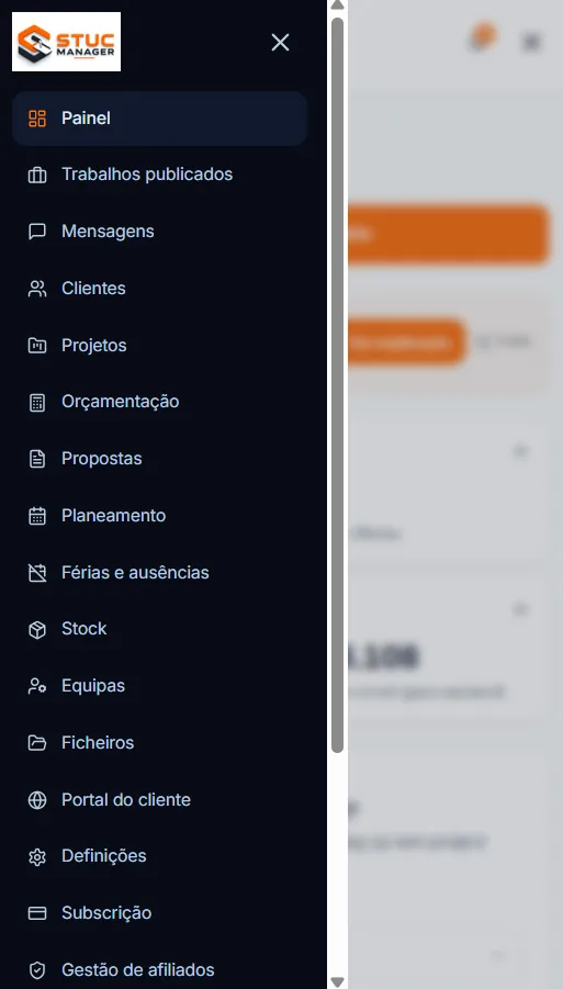 StucManager: Dashboard on mobile