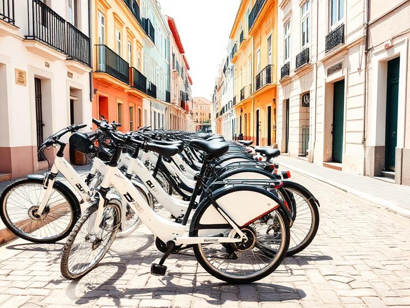 Bicicletas de aluguer numa rua portuguesa