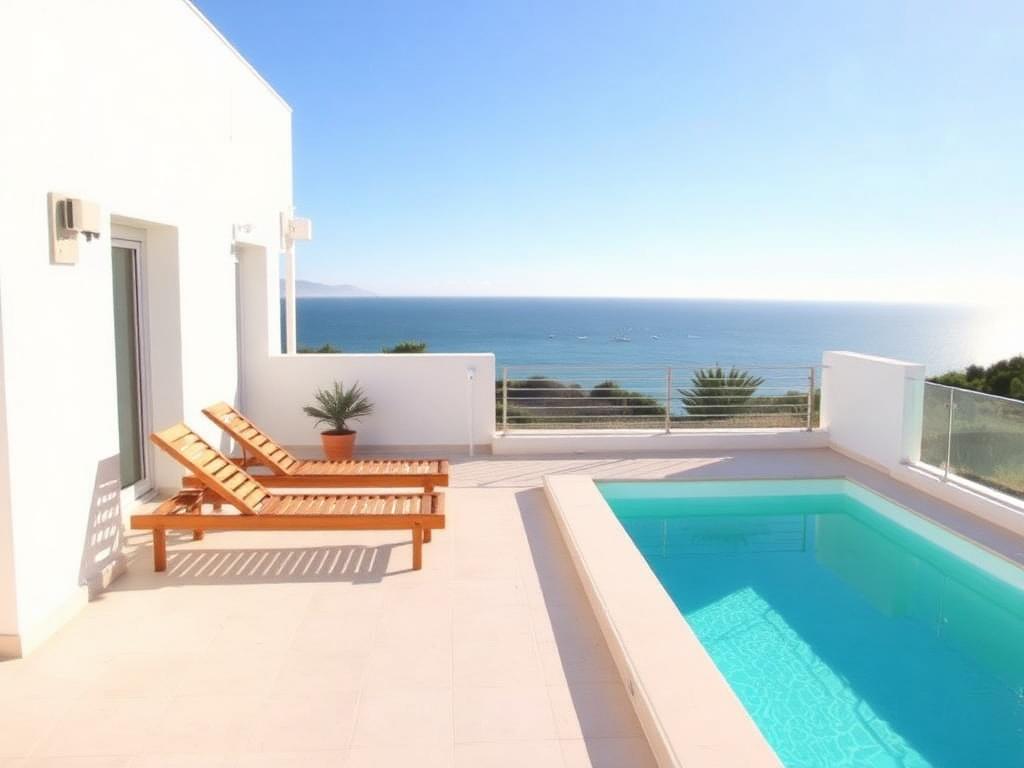 Terraço com piscina de um alojamento local no Algarve